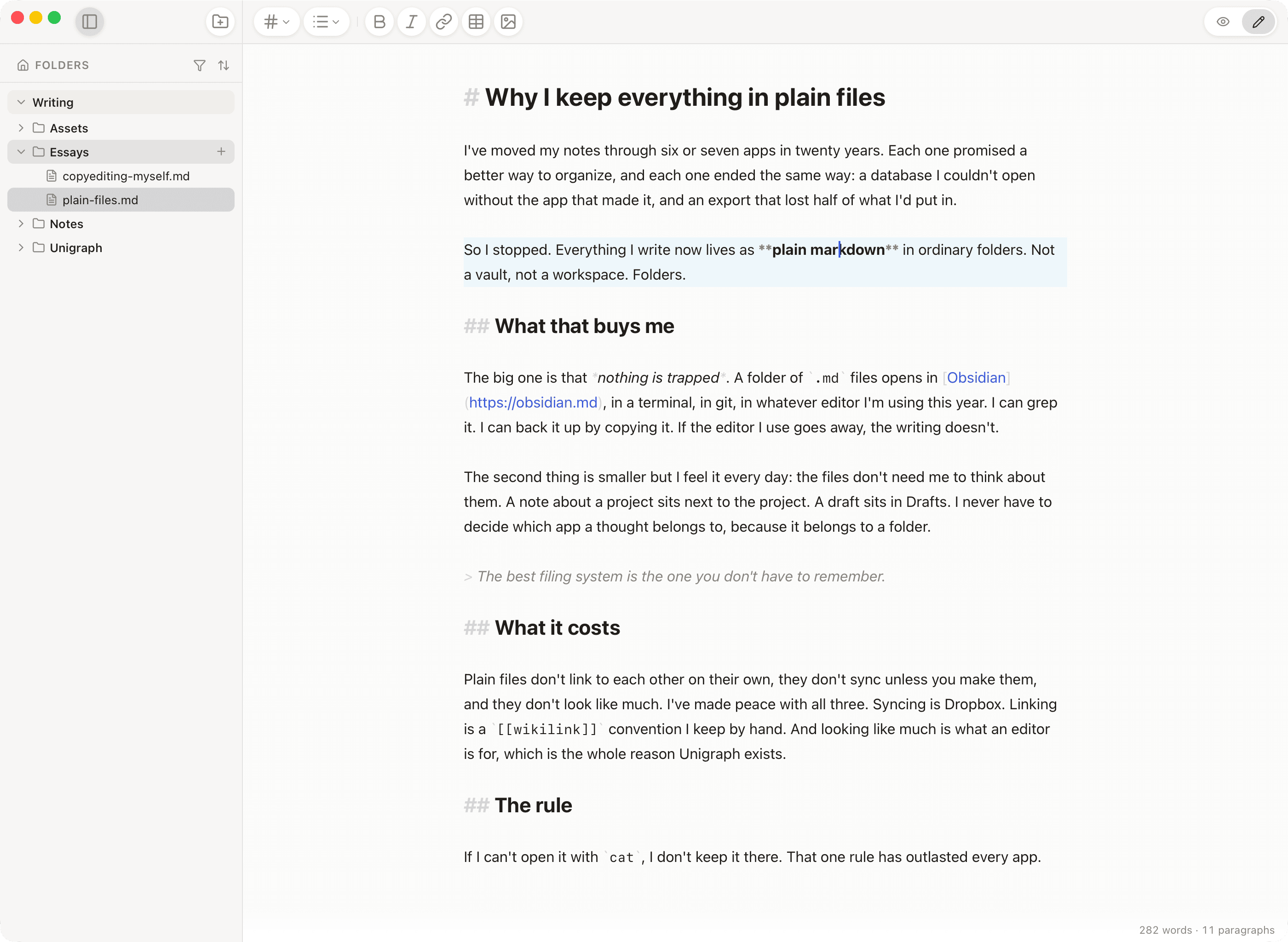 Editor · formatting as you type